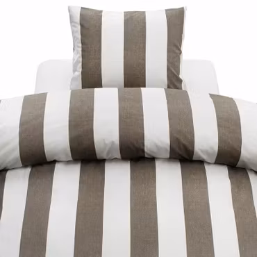 Block Stripe Bäddset Brun Randigt Enkeltäcke 150x210 Borganäs of Sweden