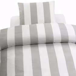 Block Stripe Bäddset Grå Randigt Enkeltäcke 150x210 Borganäs of Sweden