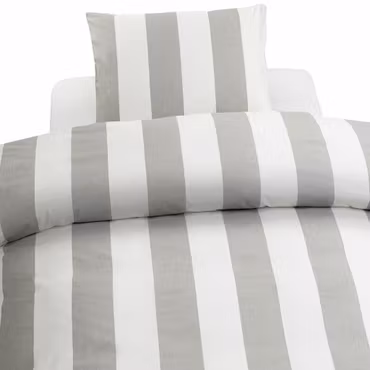 Block Stripe Bäddset Grå Randigt Enkeltäcke 150x210 Borganäs of Sweden