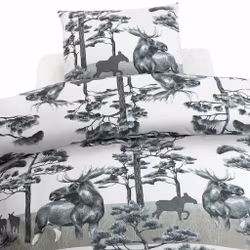 Älg Påslakanset Grå Enkeltäcke 150x210 Borganäs of Sweden