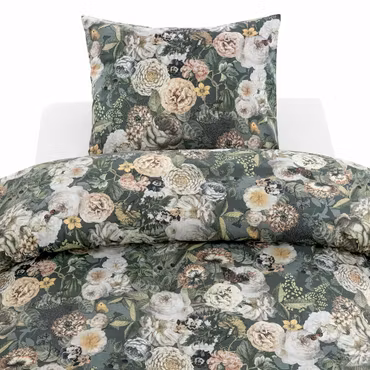 Abigail Bäddset Grön Blommor Enkeltäcke 150x210 Borganäs of Sweden