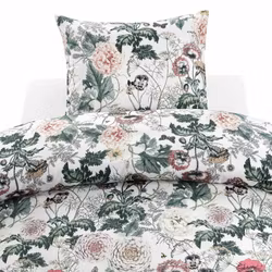 Fiona Bäddset Vit Blommigt Enkeltäcke 150x210 Borganäs of Sweden