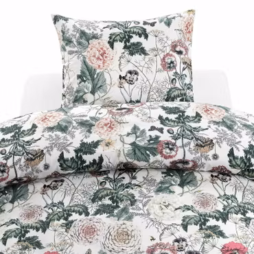 Fiona Bäddset Vit Blommigt Enkeltäcke 150x210 Borganäs of Sweden