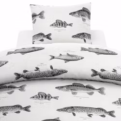 Fiske Bäddset Vit Enkeltäcke 150x210 Borganäs of Sweden