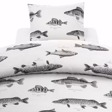 Fiske Bäddset Vit Enkeltäcke 150x210 Borganäs of Sweden