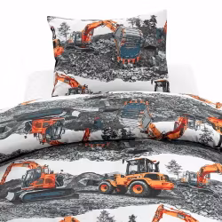 Maskiner Påslakanset Orange Barn Enkeltäcke 150x210 Borganäs of Sweden