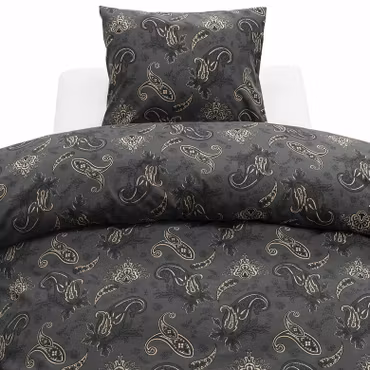 Tilly Bäddset Svart Paisley Enkeltäcke 150x210 Borganäs of Sweden