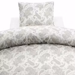 Tilly Bäddset Grå Paisley Enkeltäcke 150x210 Borganäs of Sweden