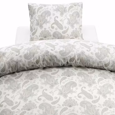 Tilly Bäddset Grå Paisley Enkeltäcke 150x210 Borganäs of Sweden