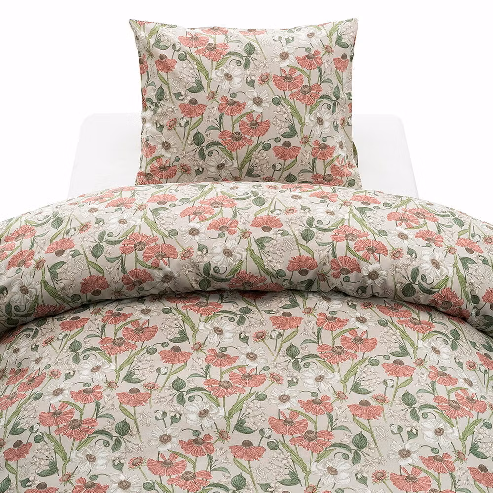 Fleur Påslakanset Rosa Blommigt Enkeltäcke 150x210 Borganäs of Sweden
