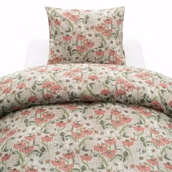 Fleur Bäddset Rosa Blommigt Enkeltäcke 150x210 Borganäs of Sweden