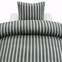 Miranda Bäddset Grön Randigt Microfiber Enkeltäcke 150x210 Harmony