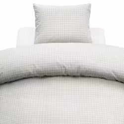 Birger Bäddset Offwhite Flanell Rutigt Enkeltäcke 150x210 Borganäs of Sweden