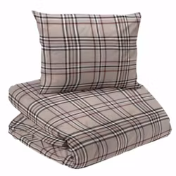 Cervinia Påslakanset Flanell Beige Rutigt Enkeltäcke 150x210 Redlunds