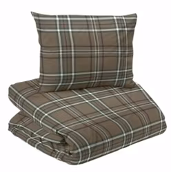 Cervinia Bäddset Flanell Brun/Grön Rutigt Enkeltäcke 150x210 Redlunds