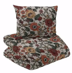 Dahlia Bäddset Beige Blommor Enkeltäcke 150x210 Redlunds