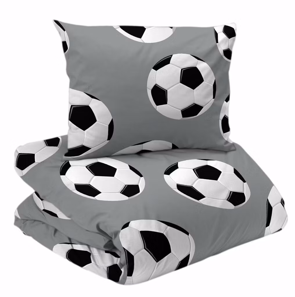 Fotboll Påslakanset Grå Barn Enkeltäcke 150x210 Redlunds