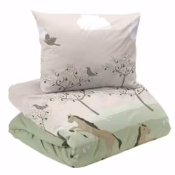 Freja Påslakanset Beige Hästar Barn Enkeltäcke 150x210 Redlunds
