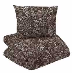 Hage Bäddset Brun Blommigt Enkeltäcke 150x210 Redlunds