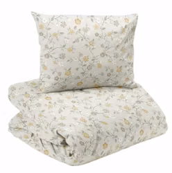 Lotta Bäddset Beige Blommor Enkeltäcke 150x210 Redlunds