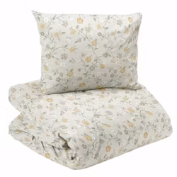 Lotta Påslakanset Beige Blommor Enkeltäcke 150x210 Redlunds