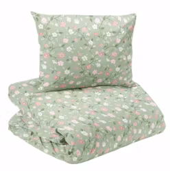 Lotta Bäddset Grön Blommor Enkeltäcke 150x210 Redlunds