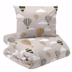 Luftballong Bäddset Beige/Grön Barn Enkeltäcke 150x210 Redlunds