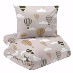 Luftballong Påslakanset Beige/Grön Barn Enkeltäcke 150x210 Redlunds