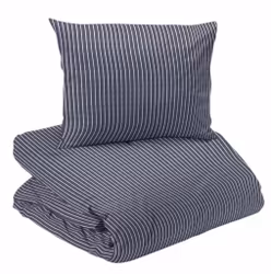 Malte Bäddset Marinblå Randigt Enkeltäcke 150x210 Redlunds