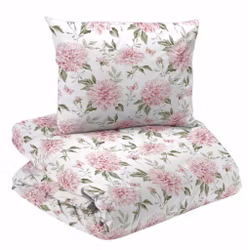 Nadia Bäddset Satin Rosa Blommigt Enkeltäcke 150x210 Redlunds