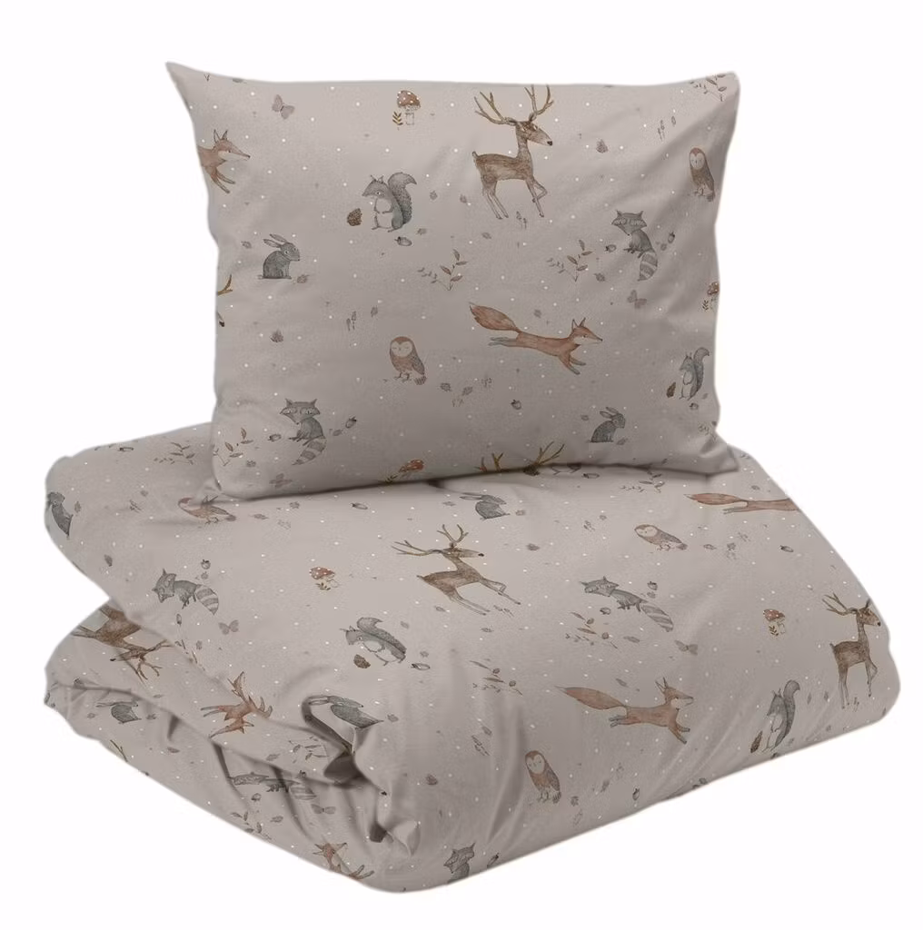 Stampe Påslakanset Beige Söta Djur Barn Enkeltäcke 150x210 Redlunds