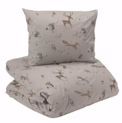 Stampe Bäddset Beige Söta Djur Barn Enkeltäcke 150x210 Redlunds