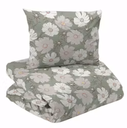 Thea Bäddset Grön Blommigt Enkeltäcke 150x210 Redlunds