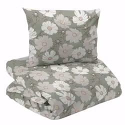 Thea Påslakanset Grön Blommigt Enkeltäcke 150x210 Redlunds