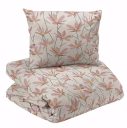 Ylva Bäddset Beige/Rosa Blommor Enkeltäcke 150x210 Redlunds