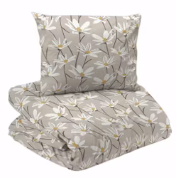 Ylva Bäddset Beige/Vit Blommor Enkeltäcke 150x210 Redlunds