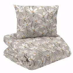 Ylva Påslakanset Beige/Vit Blommor Enkeltäcke 150x210 Redlunds