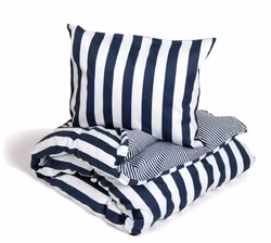 Grebbestad Bäddset Marinblå Satin Enkeltäcke 150x210 Kosta Linnewäfveri
