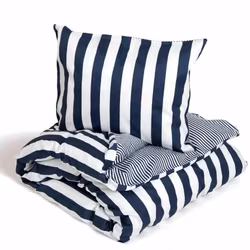 Grebbestad Påslakanset Marinblå Satin Enkeltäcke 150x210 Kosta Linnewäfveri