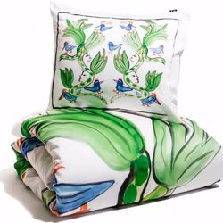 Fågelsång Påslakanset Vit Satin Enkeltäcke 150x210 Kosta Linnewäfveri