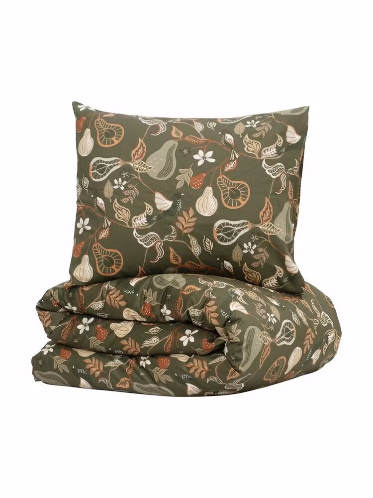 Bandene Påslakanset Grön Satin Enkeltäcke 150x210 Kosta Linnewäfveri