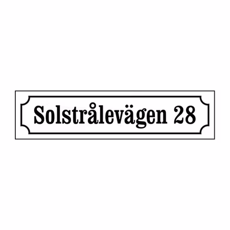 Husskylt Vitsvart 56x13cm