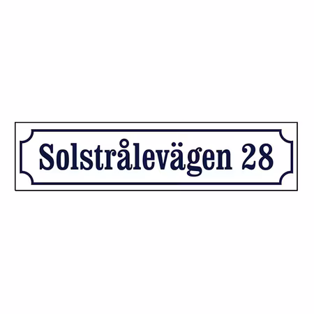 Husskylt Vitblå 56x13cm
