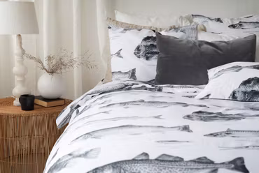 Havsfiskar Svart/Vit Bäddset Borganäs of Sweden 150x210