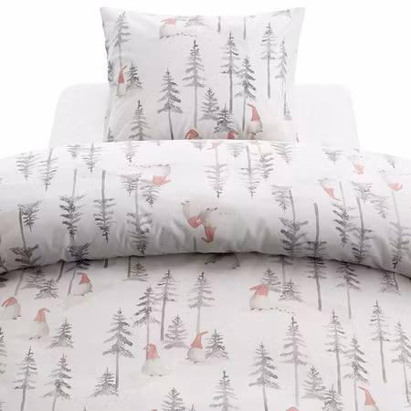 Bäddset Skogstomte Vit/Grå 150x210 cm Enkeltäcke