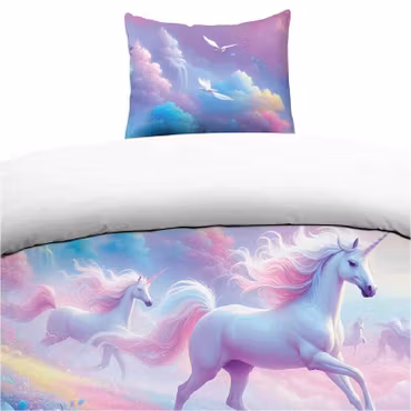 Unicorn lila Barn Bäddset Enkeltäcke 150x210
