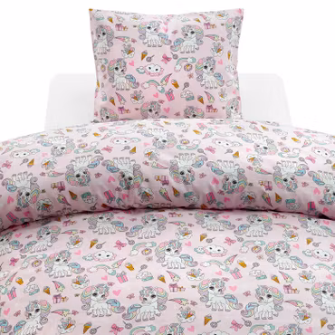 Enhörning Rosa Bäddset  150x210