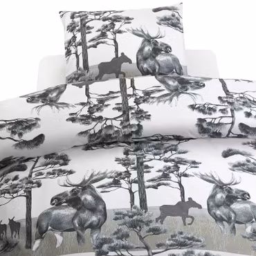 Älg Grå Bäddset Enkeltäcke 150x210