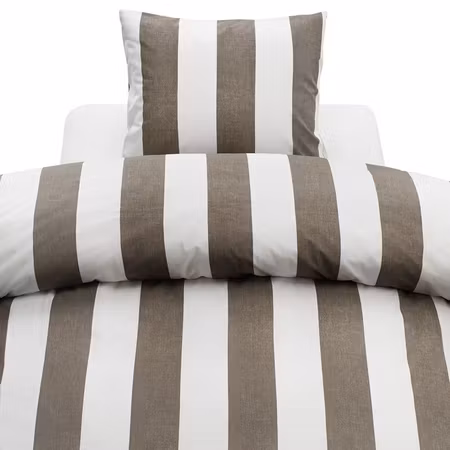 Block Stripe Brun Randigt Bäddset 150x210 Borganäs of sweden