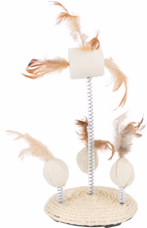 Kattleksak sisal/fjäderleksaker på platta ø 15 × 30 cm